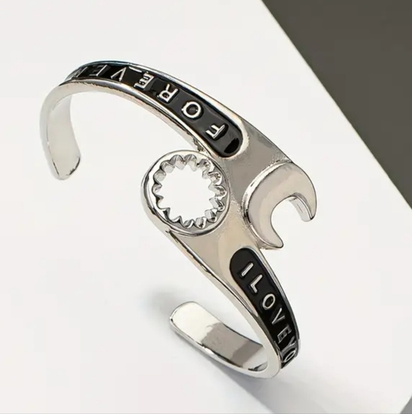 New! MEN'S I Love You Forever Box Wrench Cuff Bracelet. - Picture 1 of 6